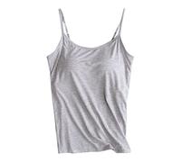 Spring Deals, Women's Camisoles & Vests Adjustable Frame Bra Stretch Vest Top with Built in Bra Uk Modal Strap Padded Cami Tanks Ladies Thin Strap U Neck Stretch Tops