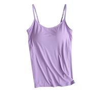 Spring Deals, Women's Camisoles & Vests Adjustable Frame Bra Stretch Vest Top with Built in Bra Uk Modal Strap Padded Cami Tanks Ladies Thin Strap U Neck Stretch Tops