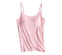 Spring Deals, Women's Camisoles & Vests Adjustable Frame Bra Stretch Vest Top with Built in Bra Uk Modal Strap Padded Cami Tanks Ladies Thin Strap U Neck Stretch Tops