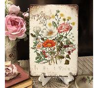 Spring Decor Garden Signs Retro Flowers Art Decor, 12x 8 Inches French Country Decor Vintage Kitchen Decor for Home Wall Cafes Bars Pubs