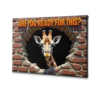 Spring Decor Giraffe Breaks Through The Wall Canvas Decorative Picture Rustic Home Decor Bookshelf Decor(20x30cm)