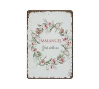 Spring Decor, Retro Vintage Metal Signs Immanuel God with Us Print, Christmas Scripture Wall Art Decor Funny Gift for Home Office Farm Club 8x12 Inch