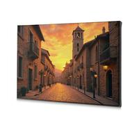 Spring Decor Sunset Glow In The Old Town Canvas Decorative Picture Living Room Decor Wall Bathroom Art Wall Decor(30x40cm)