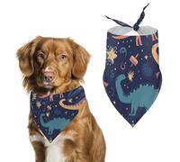 Spring Dinosaurs and Stars Dog Bandanas Triangle Holiday Pet Neck Scarf Soft Adjustable Bib Handkerchief Accessories Washable Durable Fabric for Pet Puppy Cats Large Dog