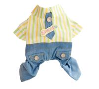 Spring Dog Clothes Stylish Striped Onesie with Tie Four-Legged Dog Clothing for Active Dogs Comfortable Dogs Jumpsuit Fits Small Puppies for Daily Outdoor Play Yellow Green XL