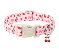 Spring Dog Collar, UP URARA PUP Strawberry Collars in Pink Checkered Adjustable Pet Collar with Quick Release, Daily Dog Accessories for Small Medium Large Dogs