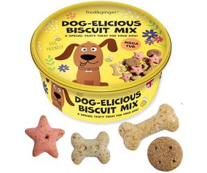 Spring Dog Treats 450g Monster Tub Spring Dog Biscuits Mix with Carob Bones, Strawberry Stars, Lamb & Mint and Cheese Mini Bones Dog-elicious Easter Treat Box