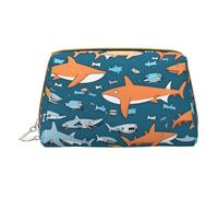 Spring Dogwood Blossoms Print Leather Makeup Bag Small Travel Cosmetic Bag For Women,Cosmetic Organizer Makeup Pouch For Purse, Selachimorph, One Size
