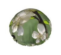 Spring Dogwood Blossoms Print Shower Cap Reusable Bath Cap Double Layer Bath Hair Caps, Keeps Hair Dry, Fits All Head