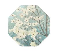 Spring Dogwood Blossoms Printed Coasters Set of 6, Tabletop Protection Leather Coasters for Cup Drinks Coffee Pads Beer Bar Mat Gifts, Octagon