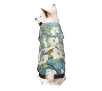 Spring Dogwood Blossoms Printed Dog Hoodie Soft Dog Sweatshirt Cute Cat Dog Clothes for Small Dogs Kitten Puppy, L