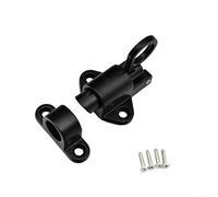 Spring Door Lock Self-Closing Latch, Automatic Security Sash Gate Bolt with Pull For Ring, Heavy Duty Aluminum Alloy Sliding Pin for Home Cabinet Drawer Shed(black)
