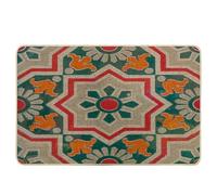 Spring Door Mat Abstract Bohemian Artistic Flower Pretty Fashion Pattern Gray Orange red Rubber Non Slip Dirt Trapper Indoor Front Door Classroom Outside Washable Duty Absorbent 17x29 inch