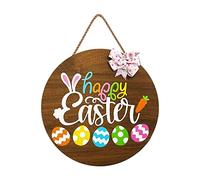Spring Door Plate Happy Easter Decorative Door Plate Pendant Easter Rabbit 30 30cm/11.8 11.8in Fireplace Decorations for Mantle (Brown, One Size)