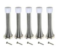 Spring Door Stoppers for Skirtings Sprung Doorstop Wall Mounted or Skirting Board Door Stoppers Easy Installation Wall and Door Guard Buffer Door Stop Satin Nickel (5)