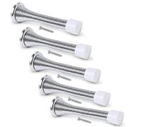 Spring Door Stops 75mm Pack of 5 Polished Chrome Plated | Pack of 5 wall or skirting mounted door stoppers with rubber buffer tips