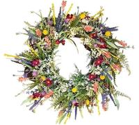 Spring Door Wreath - Artificial Wildflower Garland for Front Door, Multi-Purpose Home Decor for Easter, Weddings, Parties, Spring & Summer Season