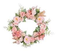 Spring Door Wreath, Colourful and Festive Decoration with LED Light, Flower Wreath for the Front Door and That, Suitable for Home, Holidays, Parties, Decoration, Festival and