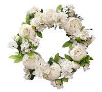 Spring Door Wreath Spring Wreaths for Front Door 16'' Peony Wreath Artificial Flower Wreath Decorative Floral Wreath Garland for Wedding Birthday Living Room Decor White