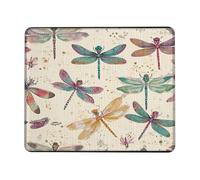 Spring Dragonfly Pattern Desk Mouse Pad, Colorful Insect Design Stitched Edge Mousepad, Rubber Non-Slip Washable Gaming Mouse Pad for Home and Office Computer, Laptop Square 8x10 Inch