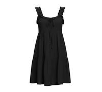 Spring Dresses for Women UK Summer Mini Cotton Linen Tie Front Petite Sleeveless Boho Casual Knee Length Dress Ruffle Strappy V-Neck A Line Sundress Holiday Party Beach Vacation Dresses Black