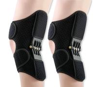 Spring-driven knee assist device to reduce knee pressure when climbing stairs and squatting,(Black*2)