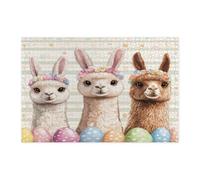 Spring Easter Alpaca Jigsaw Puzzles for Adults 1000 Piece, Cute Fun Eggs Animal Wooden Puzzles, Weird Funky Groovy Printed Decor for Entertainment Creative