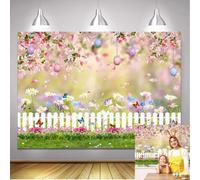 Spring Easter Backdrop for Photography Background 8x6FT Happy Easter Decoration Banner Spring Garedn Courtyard Lawn Floral Photo Booth Backdrop Kids Birthday Baby Shower Decoration Studio Props