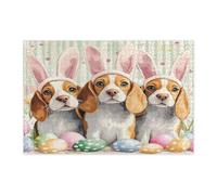 Spring Easter Beagle Dog Jigsaw Puzzles for Adults 1000 Piece, Cute Fun Eggs Puppy Wooden Puzzles, Funky Pet Printed Decor for Entertainment Creative