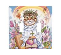 Spring Easter Bengal Cat Decorative Light Switch Cover Wall Plate 2 Gang Double Toggle, Bible Cross Eggs Kitten Electrical Switchplate, Country Electrical Faceplate for Bedroom