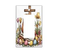 Spring Easter Bloodhound Dog Decorative Light Switch Cover Plate 1 Gang Single Rocker, Country Eggs Florals Puppy Electrical Switchplate, Fun Pattern Electrical Faceplate for Room