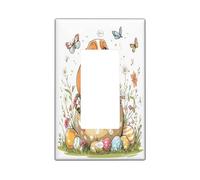 Spring Easter Bloodhound Dog Decorative Light Switch Cover Plate 1 Gang Single Rocker, Fun Cute Eggs Puppy Electrical Switchplate, Flowers Electrical Faceplate for Bedroom Room