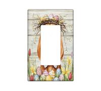 Spring Easter Bloodhound Dog Decorative Light Switch Cover Plate 1 Gang Single Rocker, Rustic Country Puppy Electrical Switchplate, Farmhouse Print Electrical Faceplate for Room