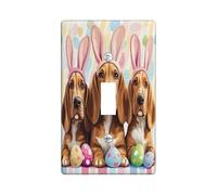 Spring Easter Bloodhound Dog Decorative Light Switch Cover Wall Plate 1 Gang Single Toggle, Cute Fun Eggs Puppy Electrical Switchplate for Room, Funky Pet Switchcover Switchplate