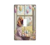 Spring Easter Bloodhound Dog Decorative Light Switch Cover Wall Plate 1 Gang Single Toggle, Victoria Country Puppy Electrical Switchplate for Room, Farmhouse Switchcover Switchplate