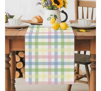Spring Easter Buffalo Plaid Stripe Table Runner 70 Inches Long,Table Runners Kitchen Dining Tables Decoration, Colorful Lattice Checker Tables Runner for Home Party Wedding Dresser Scarf