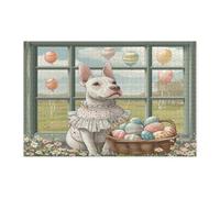 Spring Easter Bull Terrier Dog Jigsaw Puzzles for Adults 1000 Piece, Victoria Country Puppy Wooden Puzzles, Farmhouse Printed Decor for Entertainment Creative