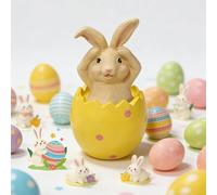 Spring Easter Bunny Egg Ornament - Hear No Evil Rabbit Figurine | Sunny Yellow Eggshell Bunny Covering Ears for Shelf Decor, Office Desk (1 Pcs)