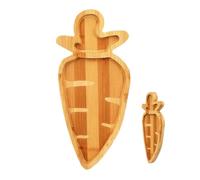 Spring Easter Bunny Plate Wooden Serving Board Carrot Shape Meat Tray For Snacks Desserts Fruit Sweets | Holiday Party Decorations Display Brunch Buffet Tableware Gift Idea