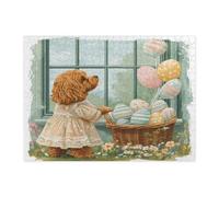 Spring Easter Cockapoo Dog Jigsaw Puzzles for Adults 500 Piece, Victoria Country Puppy Wooden Puzzles, Farmhouse Printed Decor for Entertainment Creative