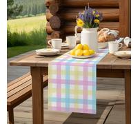 Spring Easter Colorful Lattice Table Runner 36 Inches Long,Table Runners Kitchen Dining Tables Decoration, Minimalist Buffalo Checker Tables Runner for Home Party Wedding Dresser Scarf
