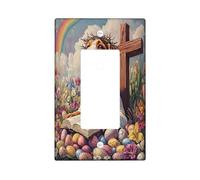 Spring Easter Coonhound Dog Decorative Light Switch Cover Wall Plate 1 Gang Single Rocker, Bible Cross Eggs Puppy Electrical Switchplate, Country Electrical Faceplate for Bedroom