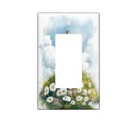 Spring Easter Cross Decorative Light Switch Cover Plate 1 Gang Single Rocker, Watercolor Wildflower Florals Electrical Switchplate, Nature Scenic Electrical Faceplate for Bedroom Room
