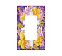 Spring Easter Cross Decorative Light Switch Cover Wall Plate 1 Gang Single Rocker, Vintage Flowers Eggs Electrical Switchplate, Aesthetic Retro Print Electrical Faceplate
