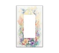 Spring Easter Cross Decorative Light Switch Cover Wall Plate 1 Gang Single Rocker, Watercolor Wildflower Florals Electrical Switchplate, Nature Scenic Electrical Faceplate for Bedroom