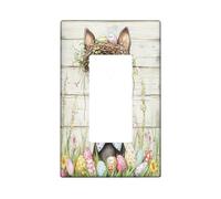 Spring Easter Doberman Dog Decorative Light Switch Cover Plate 1 Gang Single Rocker, Rustic Country Puppy Electrical Switchplate, Farmhouse Print Electrical Faceplate for Room