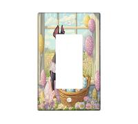 Spring Easter Doberman Dog Decorative Light Switch Cover Wall Plate 1 Gang Single Rocker, Victoria Country Puppy Electrical Switchplate for Room, Farmhouse Switchcover Switchplate