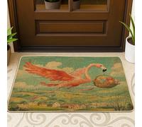Spring Easter Flamingos Bird Front Black Door Mat Outside Inside Entrance 29 * 17, Country Basket Eggs Outdoor Indoor Ultra Thin Doormat, Small Funny Classroom Patio Home Shoes Off Doormat