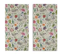Spring Easter Floral Hand Towels for Bathroom Set of 2 Rabbit Bunny Floral Pink Sage Green Vintage Botanical Print Decorative Handtowels Soft Absorbent Bath Towel for Home Guest Room Hotel Gym Spa