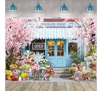 Spring Easter Flowers Backdrop Spring Florist Pink Flowers Photography Background Floral Shop Banner Girls Bridal Shower Wedding Tea Party Decorations Supplies (8x6ft(96''x72''))